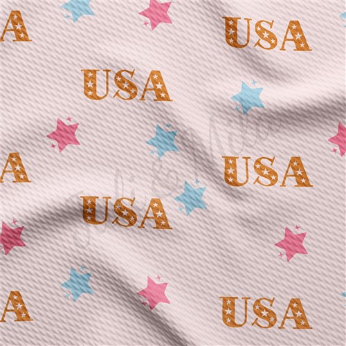 Patriotic 4th of July Liverpool Bullet Textured Stretch Solid Strip Thick Knit Jersey Fabric