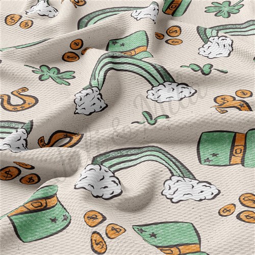 St. Patrick's Day Printed Liverpool Bullet Textured Stretch Solid Strip Thick Knit Jersey Fabric