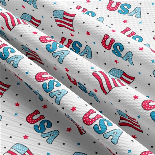 Patriotic 4th of July Liverpool Bullet Textured Stretch Solid Strip Thick Knit Jersey Fabric