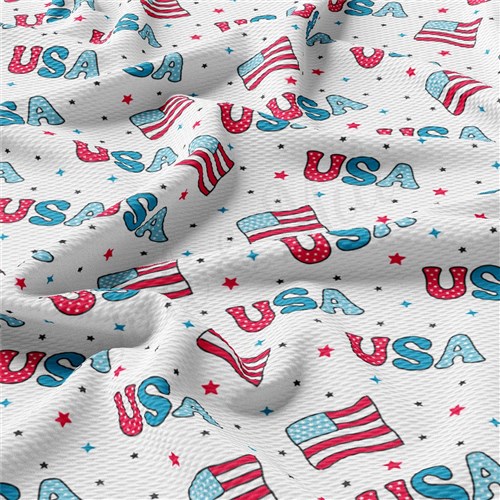Patriotic 4th of July Liverpool Bullet Textured Stretch Solid Strip Thick Knit Jersey Fabric