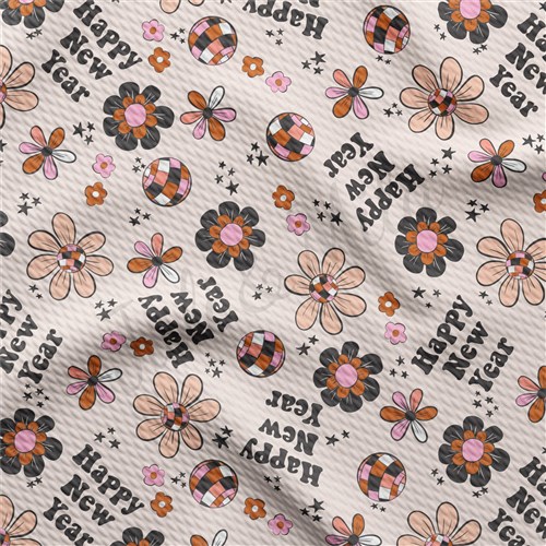 Happy New Year Printed Liverpool Bullet Textured Stretch Solid Strip Thick Knit Jersey Fabric