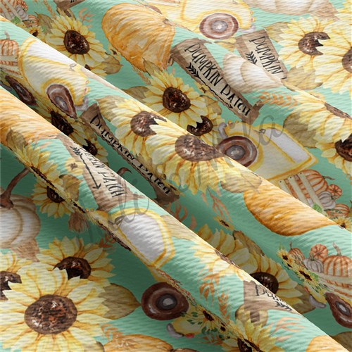 Fall Autumn Sunflowers Printed Fabric pumpkin13 & Get a Free $89.99 Embroidery Bundle