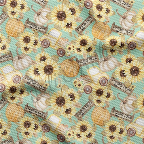 Fall Autumn Sunflowers Printed Fabric pumpkin13 & Get a Free $89.99 Embroidery Bundle