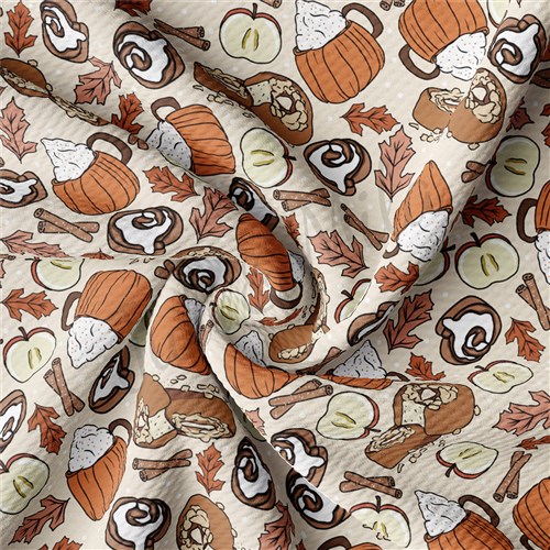 Apples Pumpkin Spice Latte Liverpool Bullet Textured Stretch Solid Strip Thick Knit Jersey Fabric