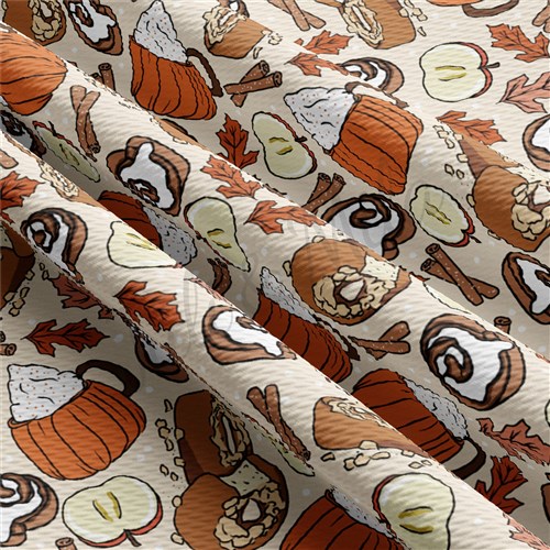Apples Pumpkin Spice Latte Liverpool Bullet Textured Stretch Solid Strip Thick Knit Jersey Fabric