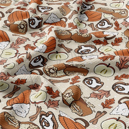 Apples Pumpkin Spice Latte Liverpool Bullet Textured Stretch Solid Strip Thick Knit Jersey Fabric