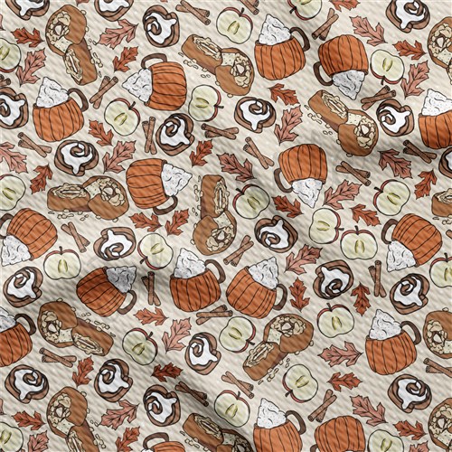 Apples Pumpkin Spice Latte Liverpool Bullet Textured Stretch Solid Strip Thick Knit Jersey Fabric