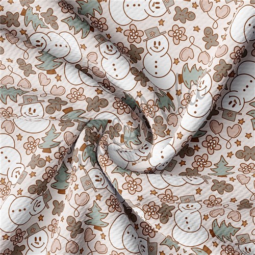 Muted SnowmenPrinted Liverpool Fabric AA685 & Get a Free $89.99 Embroidery Bundle