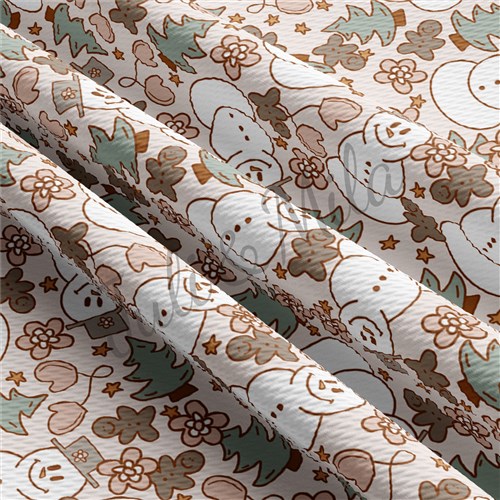 Muted SnowmenPrinted Liverpool Fabric AA685 & Get a Free $89.99 Embroidery Bundle