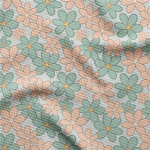 Flowers Printed Liverpool Bullet Textured Stretch Solid Strip Thick Knit Jersey Fabric