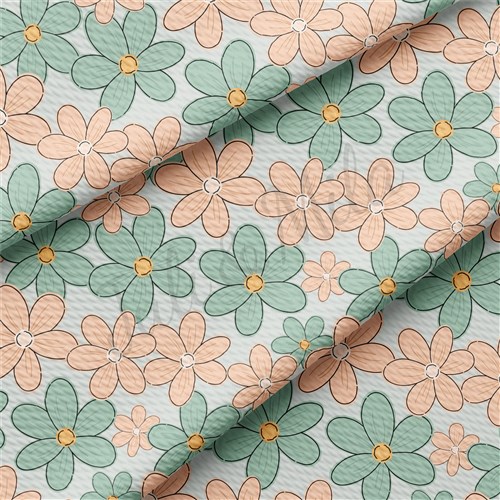 Flowers Printed Liverpool Bullet Textured Stretch Solid Strip Thick Knit Jersey Fabric