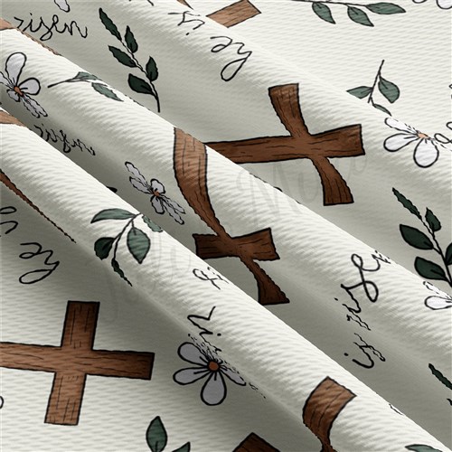 He is Risen Easter Liverpool Bullet Textured Stretch Solid Strip Thick Knit Jersey Fabric