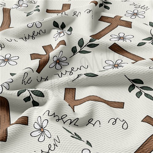 He is Risen Easter Liverpool Bullet Textured Stretch Solid Strip Thick Knit Jersey Fabric