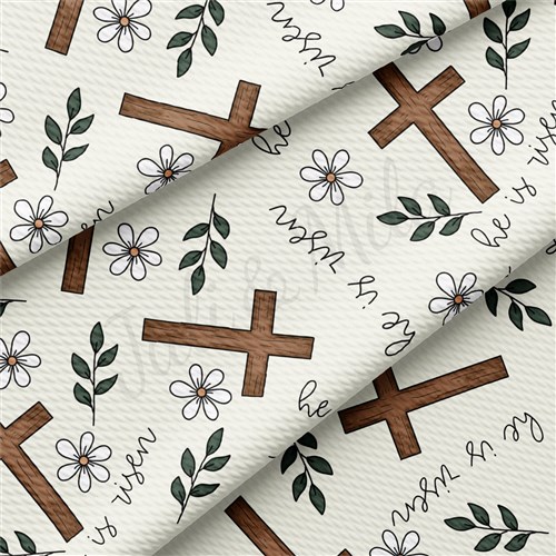 He is Risen Easter Liverpool Bullet Textured Stretch Solid Strip Thick Knit Jersey Fabric