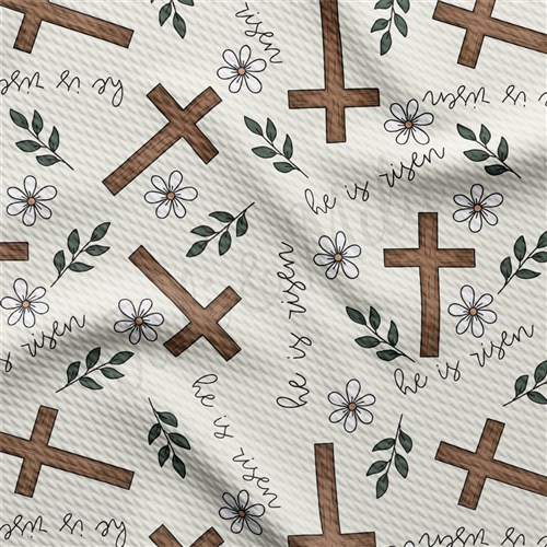 He is Risen Easter Liverpool Bullet Textured Stretch Solid Strip Thick Knit Jersey Fabric