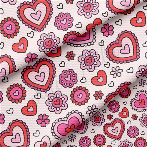 Valentine's Day Printed Liverpool Bullet Textured Stretch Solid Strip Thick Knit Jersey Fabric
