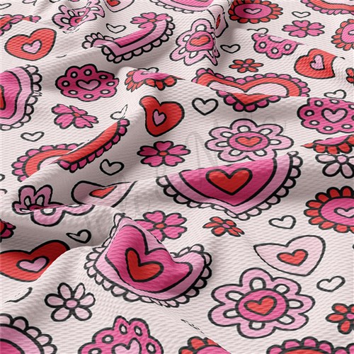 Valentine's Day Printed Liverpool Bullet Textured Stretch Solid Strip Thick Knit Jersey Fabric