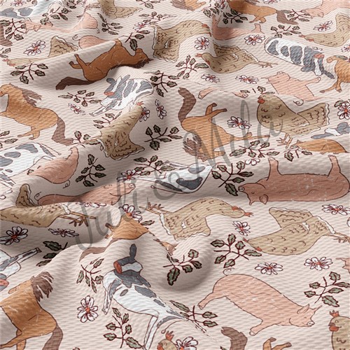Farm Printed Liverpool 4 Way Fabric animals1 & Get a Free $89.99 Embroidery Bundle