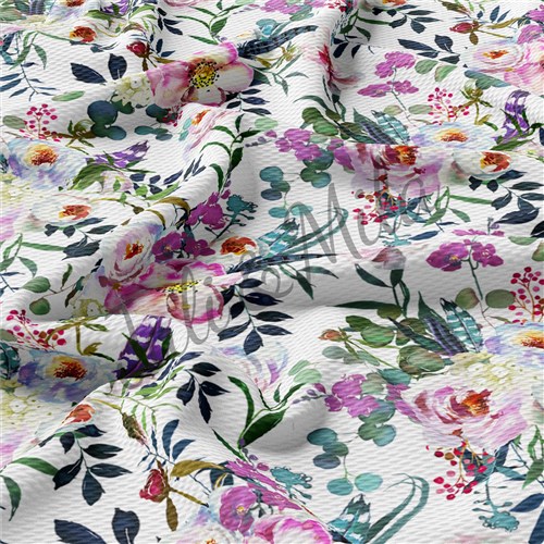 Printed Floral Liverpool Fabric Bow Floral (F25) & Get a Free $89.99 Embroidery Bundle