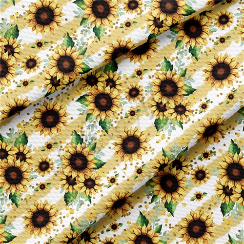 Sunflowers Floral Printed Liverpool Bullet Textured Stretch Solid Strip Thick Knit Jersey Fabric