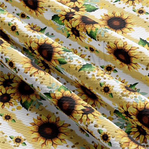 Sunflowers Floral Printed Liverpool Bullet Textured Stretch Solid Strip Thick Knit Jersey Fabric