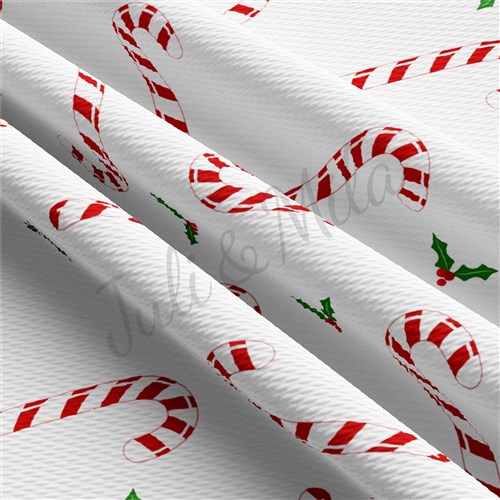 Christmas Candy Cane Printed Liverpool Bullet Textured Stretch Solid Strip Thick Knit Jersey Fabric