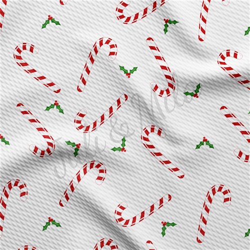 Christmas Candy Cane Printed Liverpool Bullet Textured Stretch Solid Strip Thick Knit Jersey Fabric