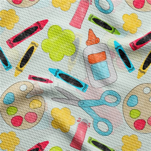 Back To School Printed Liverpool Bullet Textured Stretch Solid Strip Thick Knit Jersey Fabric