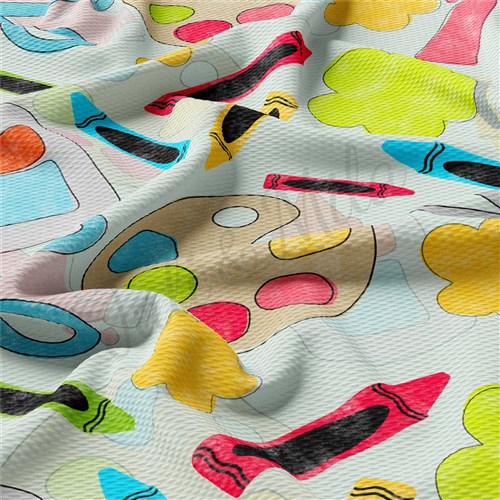 Back To School Printed Liverpool Bullet Textured Stretch Solid Strip Thick Knit Jersey Fabric