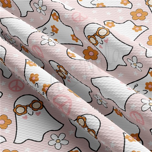 Fall Pumpkin Printed Liverpool Bullet Textured Stretch Solid Strip Thick Knit Jersey Fabric