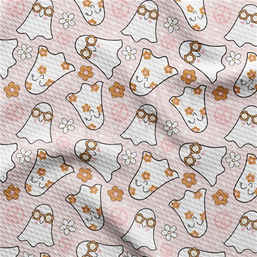 Fall Pumpkin Printed Liverpool Bullet Textured Stretch Solid Strip Thick Knit Jersey Fabric