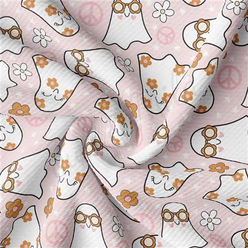 Fall Pumpkin Printed Liverpool Bullet Textured Stretch Solid Strip Thick Knit Jersey Fabric