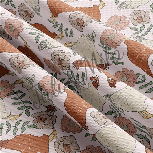 Chicken Printed Liverpool 4 Way Fabric Chicken AA327 & Get a Free $89.99 Embroidery Bundle