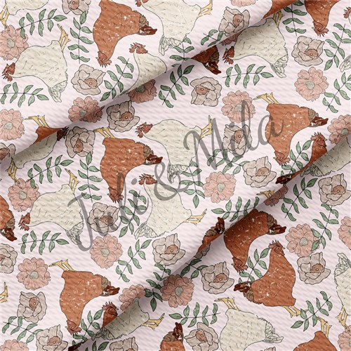 Chicken Printed Liverpool 4 Way Fabric Chicken AA327 & Get a Free $89.99 Embroidery Bundle