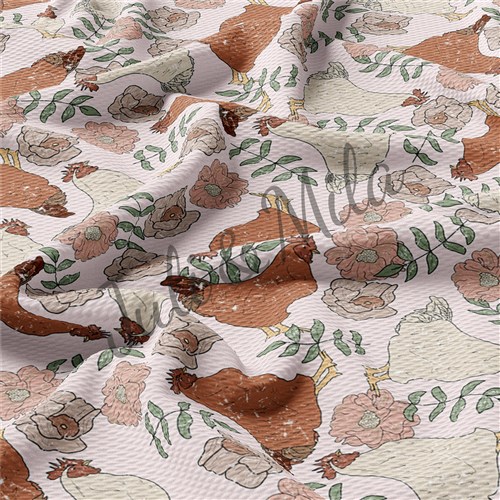 Chicken Printed Liverpool 4 Way Fabric Chicken AA327 & Get a Free $89.99 Embroidery Bundle