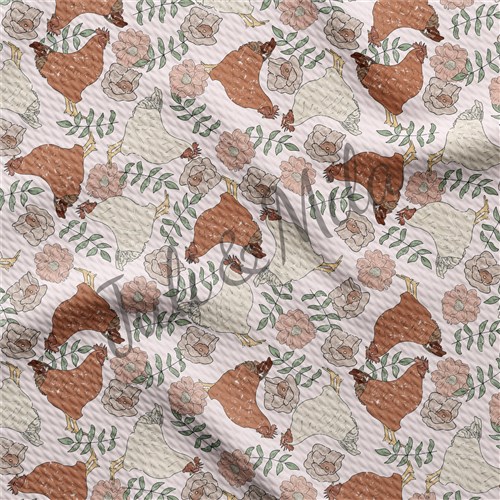 Chicken Printed Liverpool 4 Way Fabric Chicken AA327 & Get a Free $89.99 Embroidery Bundle