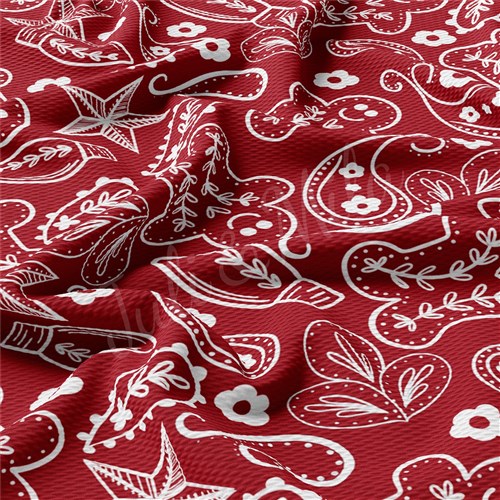 Christmas Printed Liverpool Bullet Textured Stretch Solid Strip Thick Knit Jersey Fabric
