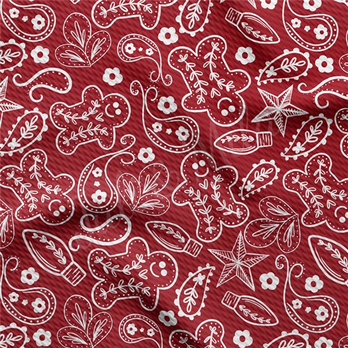 Christmas Printed Liverpool Bullet Textured Stretch Solid Strip Thick Knit Jersey Fabric