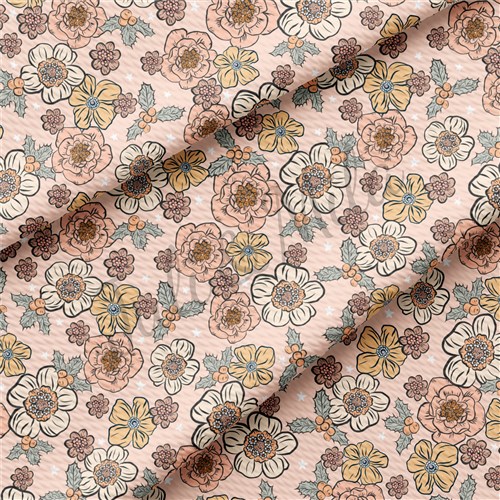 Floral Flowers Printed Liverpool Fabric Floral102 & Get a Free $89.99 Embroidery Bundle