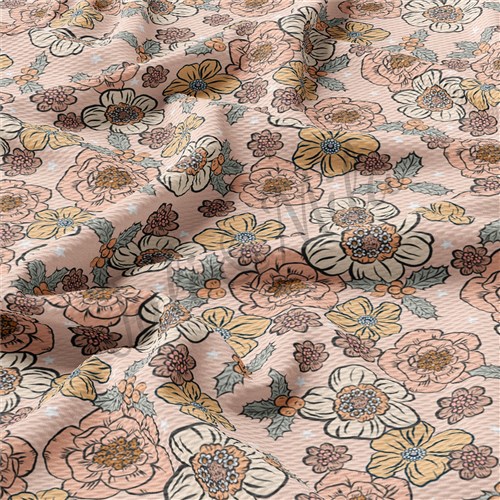 Floral Flowers Printed Liverpool Fabric Floral102 & Get a Free $89.99 Embroidery Bundle