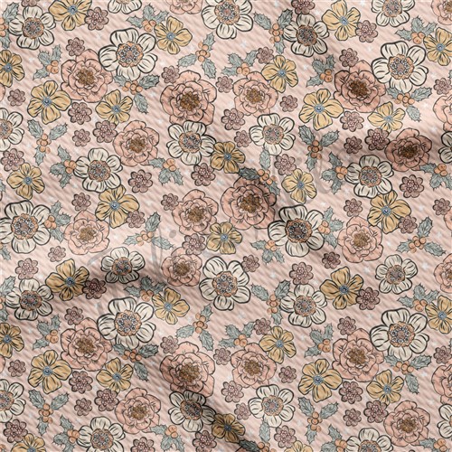Floral Flowers Printed Liverpool Fabric Floral102 & Get a Free $89.99 Embroidery Bundle