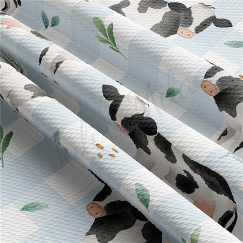 Cow Watercolor Printed Fabric AA1915 cow & Get a Free $89.99 Embroidery Bundle