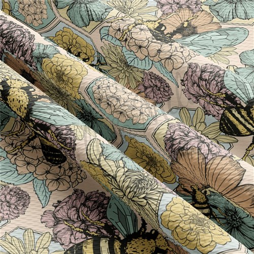 Floral Bees Summer Printed Liverpool AA1560 & Get a Free $89.99 Embroidery Bundle