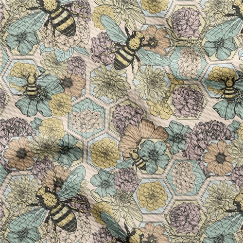 Floral Bees Summer Printed Liverpool AA1560 & Get a Free $89.99 Embroidery Bundle