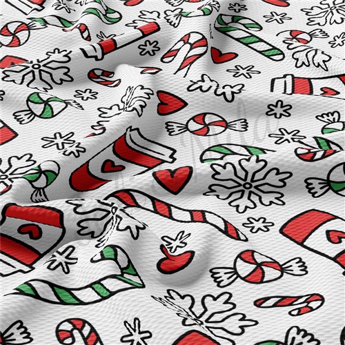 Christmas Printed Liverpool Bullet Textured Stretch Solid Strip Thick Knit Jersey Fabric