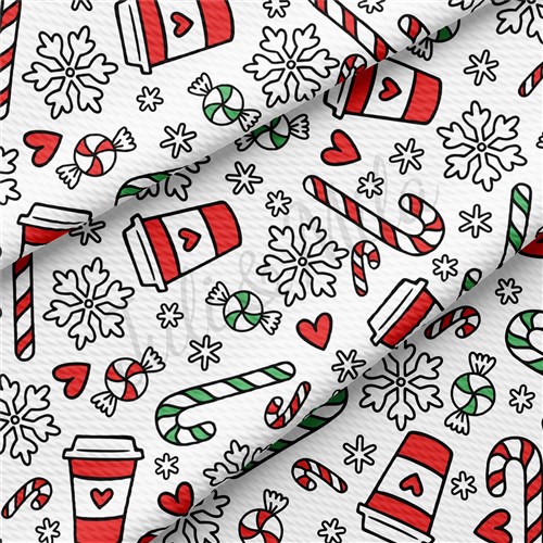 Christmas Printed Liverpool Bullet Textured Stretch Solid Strip Thick Knit Jersey Fabric