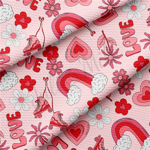 Valentine's Day Printed Liverpool Bullet Textured Stretch Solid Strip Thick Knit Jersey Fabric