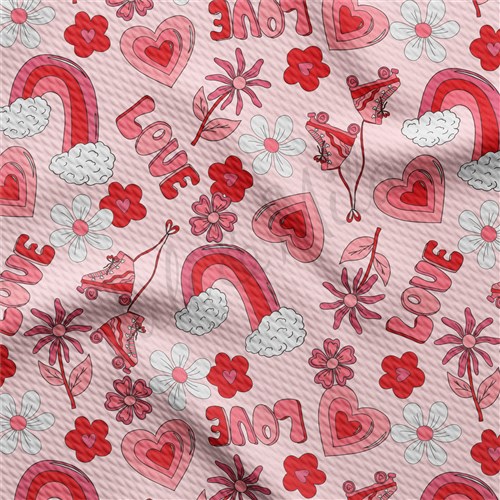 Valentine's Day Printed Liverpool Bullet Textured Stretch Solid Strip Thick Knit Jersey Fabric