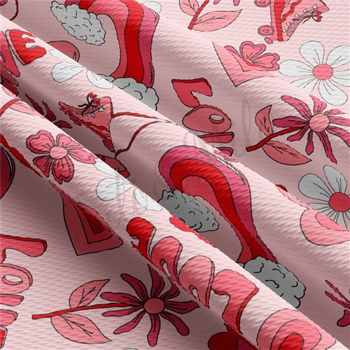 Valentine's Day Printed Liverpool Bullet Textured Stretch Solid Strip Thick Knit Jersey Fabric