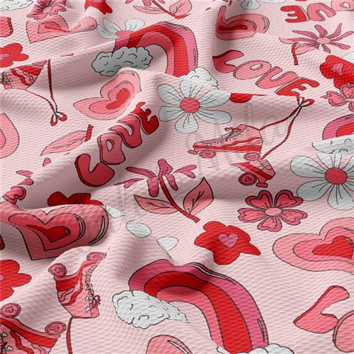 Valentine's Day Printed Liverpool Bullet Textured Stretch Solid Strip Thick Knit Jersey Fabric